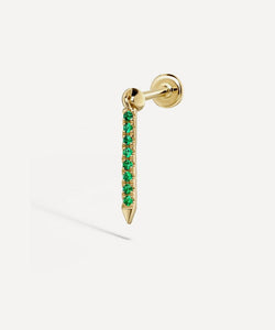 Maria Tash 18ct 11mm Emerald Eternity Bar Charm Threaded Stud Earring