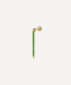 Maria Tash 18ct 18mm Emerald Eternity Bar Charm Threaded Stud Earring