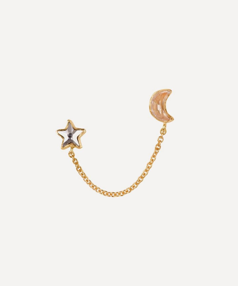 Grainne Morton 18ct Gold-Plated Moon And Star Double Stud Earring