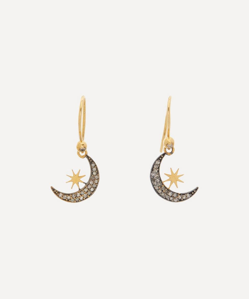 Kirstie Le Marque 9ct Gold-Plated Diamond Moon And Stars Drop Earrings