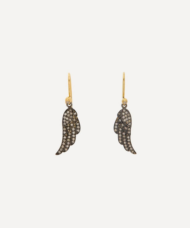 Kirstie Le Marque 9ct Gold-Plated Diamond Angel Wing Drop Earrings