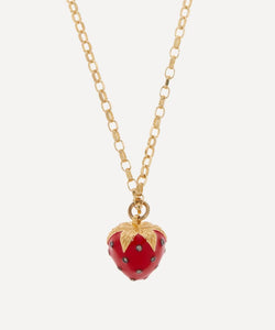 Kirstie Le Marque 9ct Gold-Plated Diamond And Red Enamel Strawberry Pendant Necklace