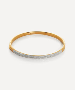 Monica Vinader 18ct Gold Plated Vermeil Silver Diamond Pave Essential Bangle Bracelet