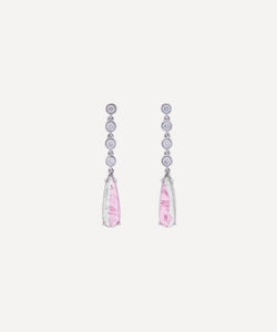 Kojis 18ct White Gold Watermelon Tourmaline and Diamond Drop Earrings