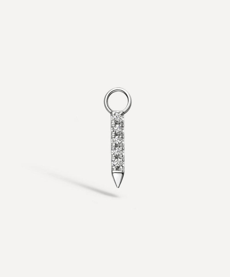 Maria Tash 18ct 7mm Diamond and Emerald Eternity Bar Charm