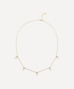 Mateo 14ct Gold Five Point Pearl Chain Necklace