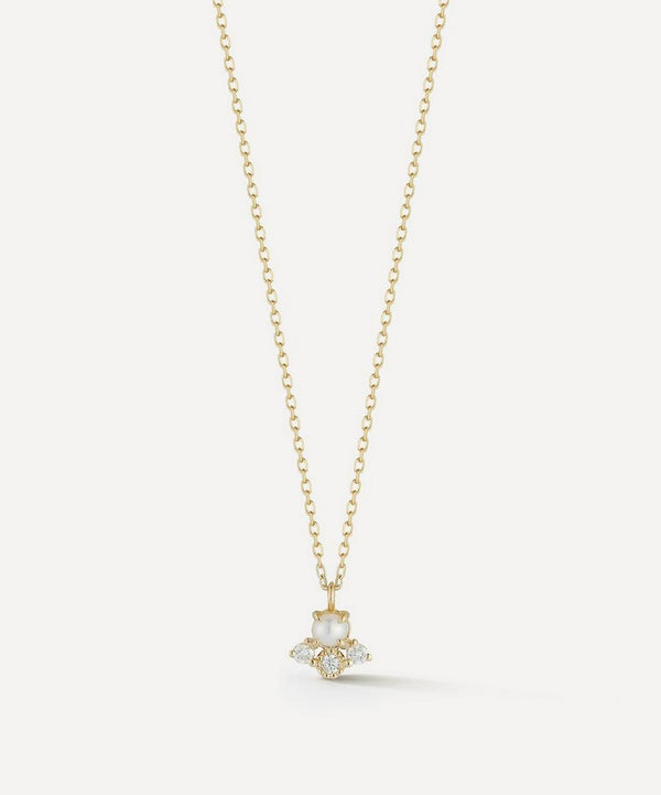 Mateo 14ct Gold The Little Things Pearl and Diamond Pendant Necklace