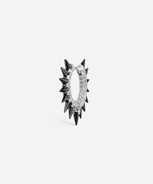 Maria Tash 18ct 9.5mm Black Moissanite Mohawk and Diamond Pave Hoop Earring