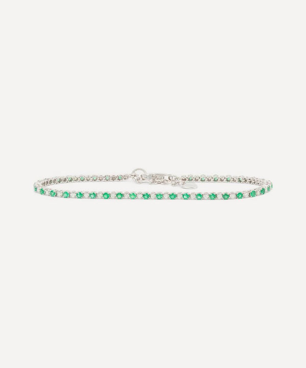 Kojis 18ct White Gold Emerald and Diamond Tennis Bracelet