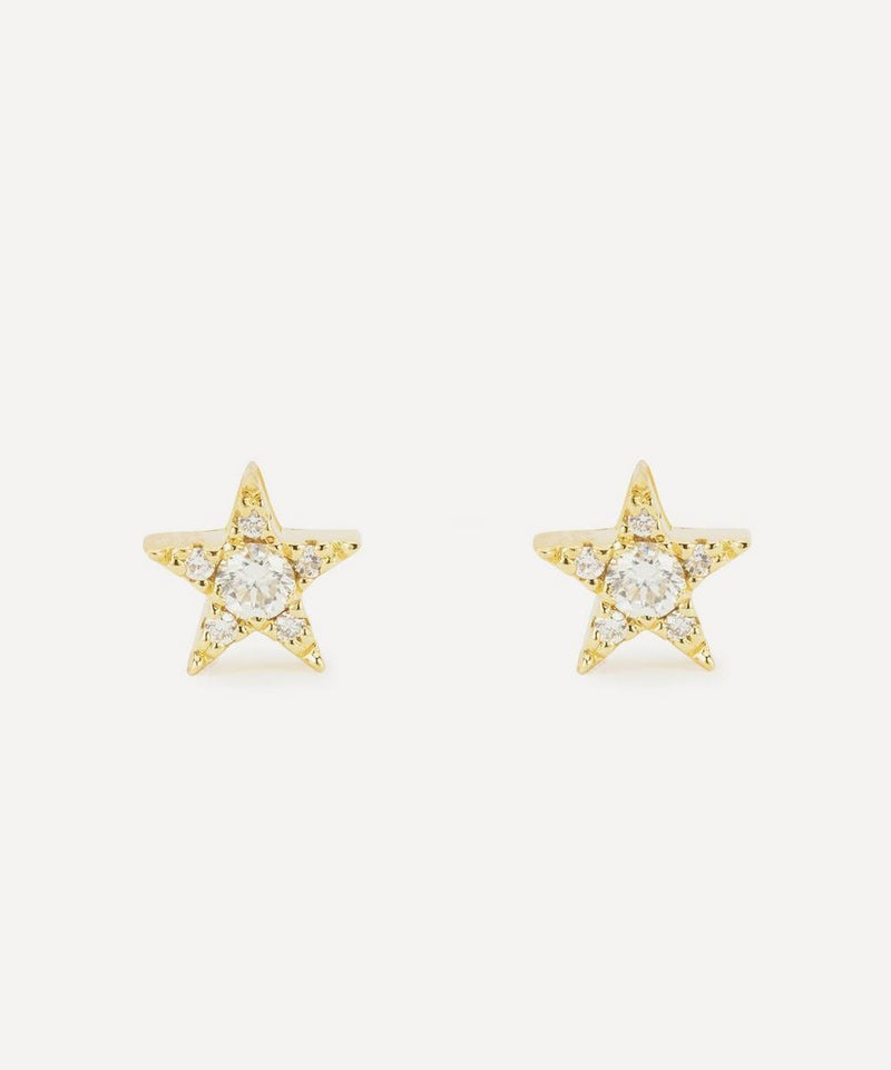 Kojis 18ct Gold Diamond Star Stud Earrings