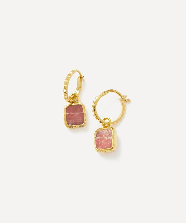 Missoma 18ct Gold-Plated Vermeil Silver Mini Pyramid Charm Drop Hoop Earrings