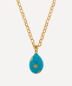 Kirstie Le Marque 9ct Gold-Plated Diamond and Turquoise Enamel Egg Pendant Necklace