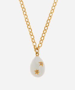 Kirstie Le Marque 9ct Gold-Plated Diamond and White Enamel Egg Pendant Necklace