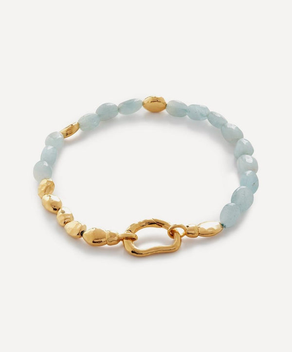 Monica Vinader 18ct Gold Plated Vermeil Sterling Silver Rio Aquamarine Beaded Bracelet