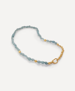 Monica Vinader 18ct Gold Plated Vermeil Sterling Silver Rio Aquamarine Beaded Necklace