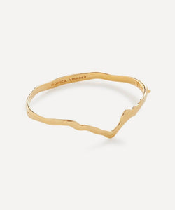 Monica Vinader X Mother of Pearl 18ct Gold Plated Vermeil Sterling Silver Wishbone Bangle