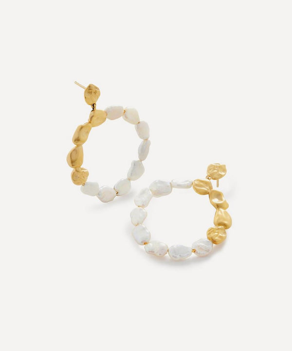 Monica Vinader X Mother of Pearl 18ct Gold Plated Vermeil Sterling Silver Keshi Pearl Stud Earrings