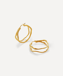 Monica Vinader X Mother of Pearl 18ct Gold Plated Vermeil Sterling Silver Root Large Hoop Earrings