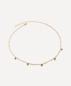 Monica Vinader 18ct Gold Plated Vermeil Sterling Silver Green Onyx Choker Necklace