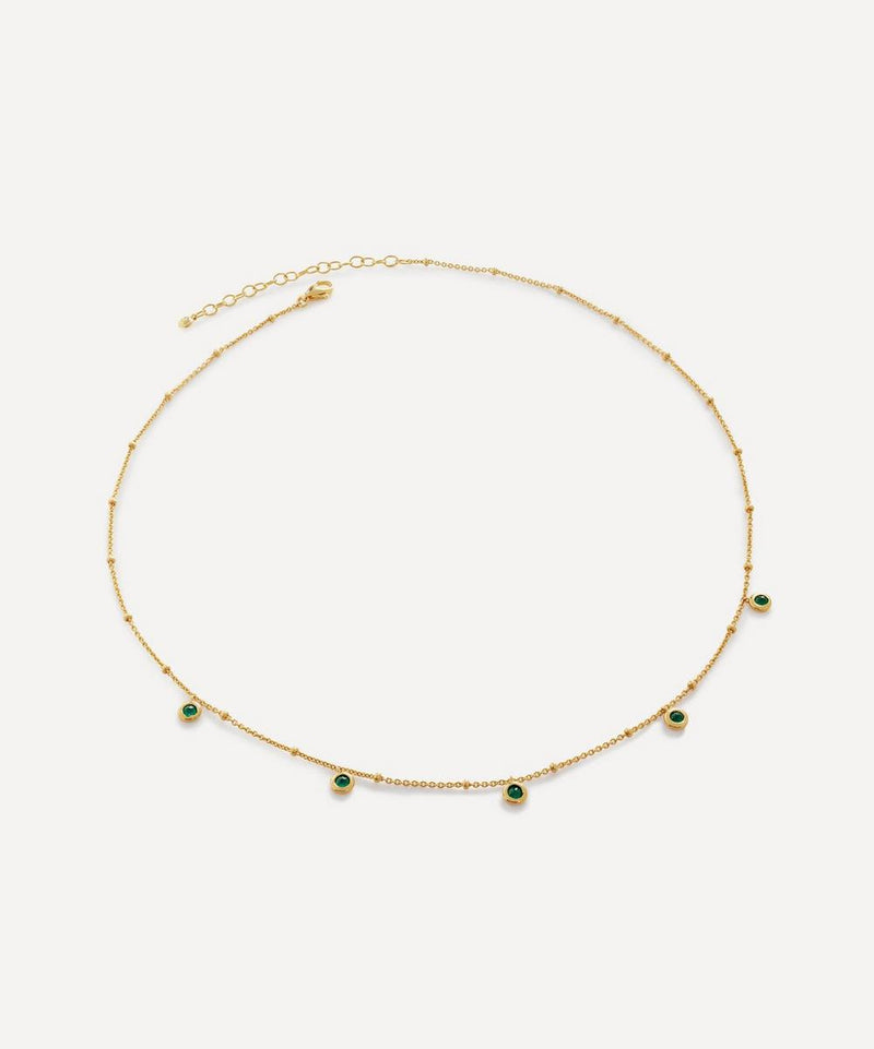 Monica Vinader 18ct Gold Plated Vermeil Sterling Silver Green Onyx Choker Necklace