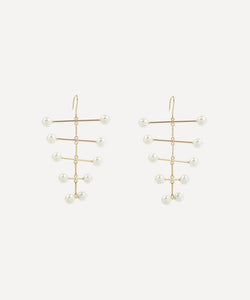 Mateo 14ct Gold Pearl Blizzard Mobile Drop Earrings