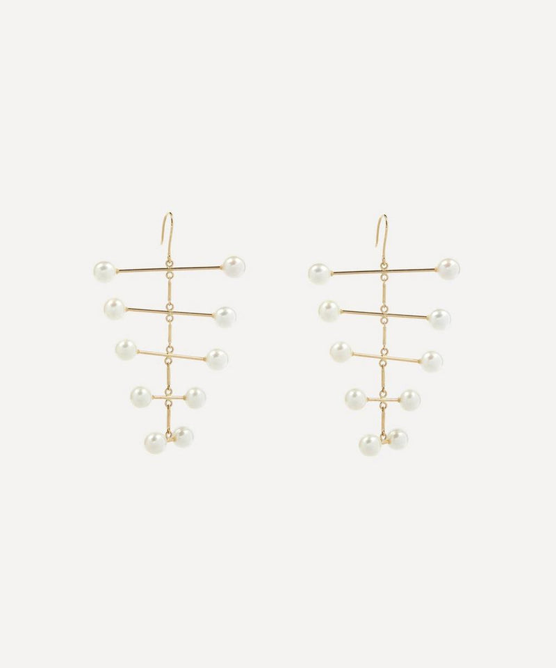 Mateo 14ct Gold Pearl Blizzard Mobile Drop Earrings