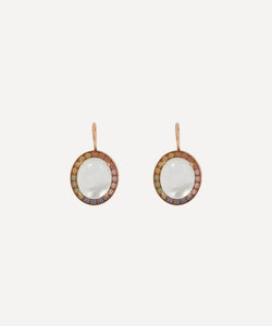 Andrea Fohrman 18ct Rose Gold Kat White Moonstone Oval Drop Earrings