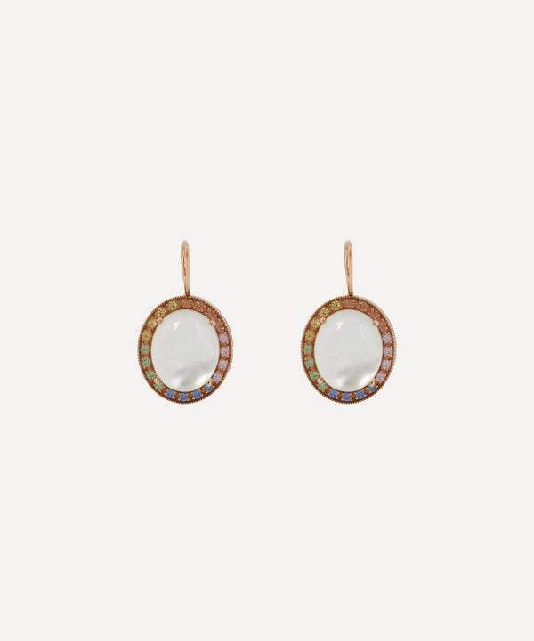 Andrea Fohrman 18ct Rose Gold Kat White Moonstone Oval Drop Earrings