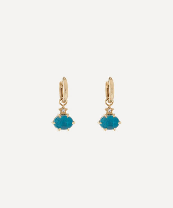 Andrea Fohrman 14ct Gold Mini Cosmo Chrysocolla Hoop Earrings