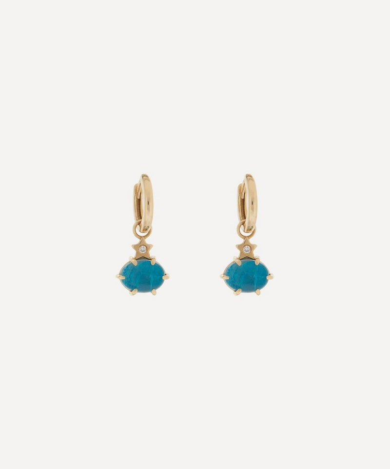 Andrea Fohrman 14ct Gold Mini Cosmo Chrysocolla Hoop Earrings