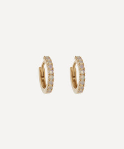 Andrea Fohrman 14ct Gold Opal Pave Huggie Hoop Earrings