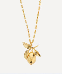 Alex Monroe 22ct Gold-Plated Large Lemon and Leaf Pendant Necklace