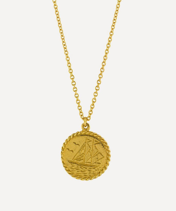 Alex Monroe Gold-Plated Nautical Antique Coin Pendant Necklace