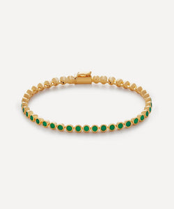 Monica Vinader 18ct Gold-Plated Vermeil Silver Green Onyx Tennis Bracelet