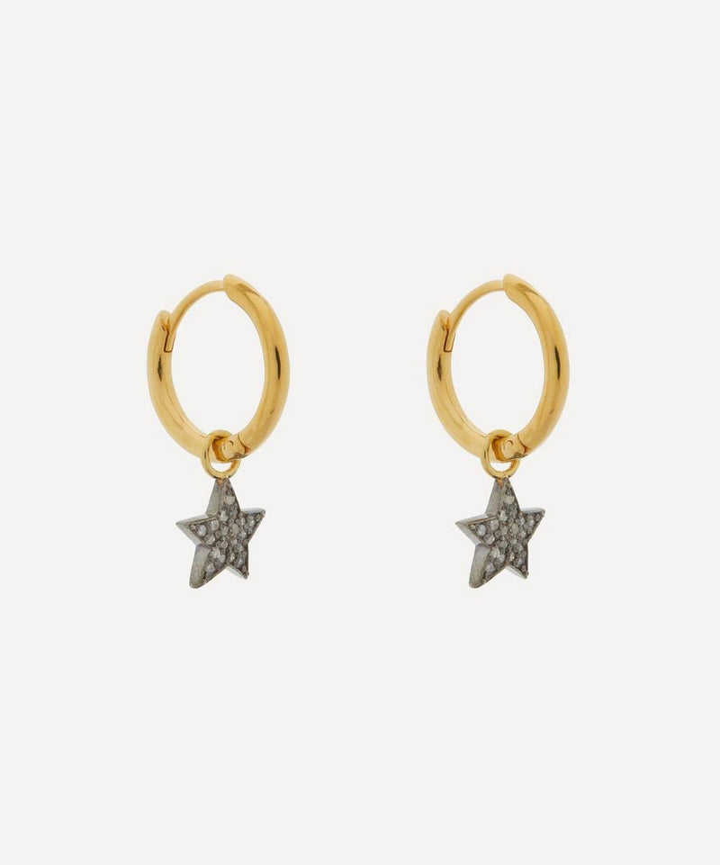 Kirstie Le Marque Gold-Plated Diamond Star Hoop Earrings