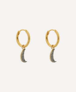 Kirstie Le Marque Gold-Plated Diamond Moon Hoop Earrings