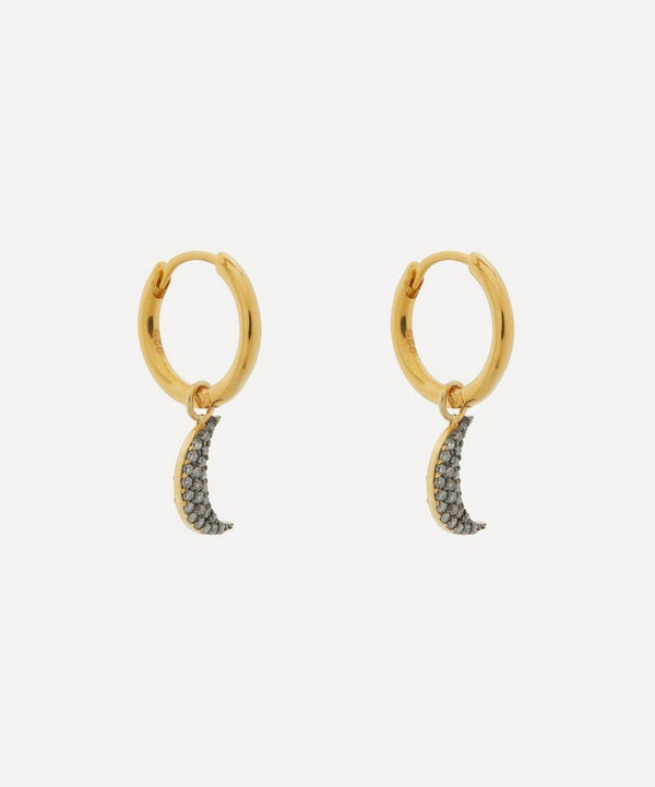 Kirstie Le Marque Gold-Plated Diamond Moon Hoop Earrings