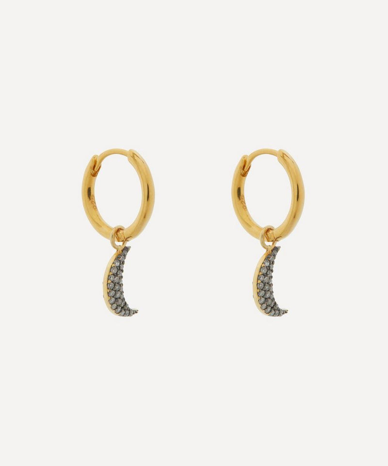 Kirstie Le Marque Gold-Plated Diamond Moon Hoop Earrings