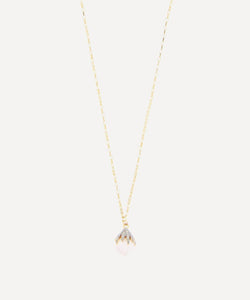 Kirstie Le Marque Gold-Plated Diamond Claw and Pink Opal Pendant Necklace