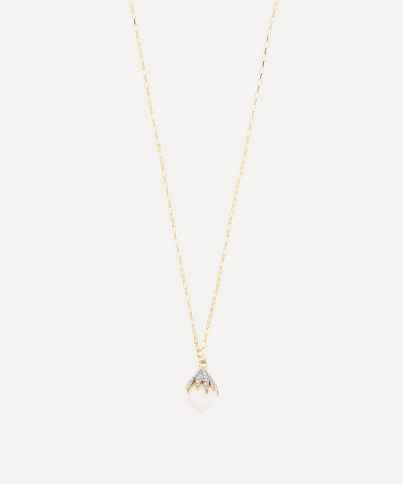 Kirstie Le Marque Gold-Plated Diamond Claw and Pink Opal Pendant Necklace