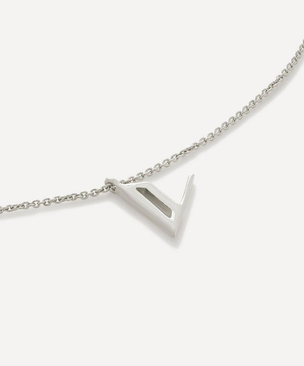 Monica Vinader Sterling Silver Initial V Pendant Necklace