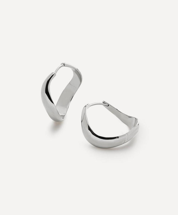 Monica Vinader Sterling Silver Swirl Medium Hoop Earrings