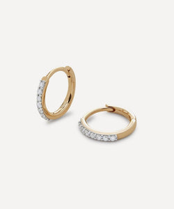 Monica Vinader 14ct Gold Diamond Huggie Hoop Earrings