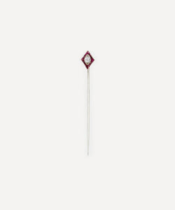 Kojis Platinum Art Deco Ruby and Diamond Pin