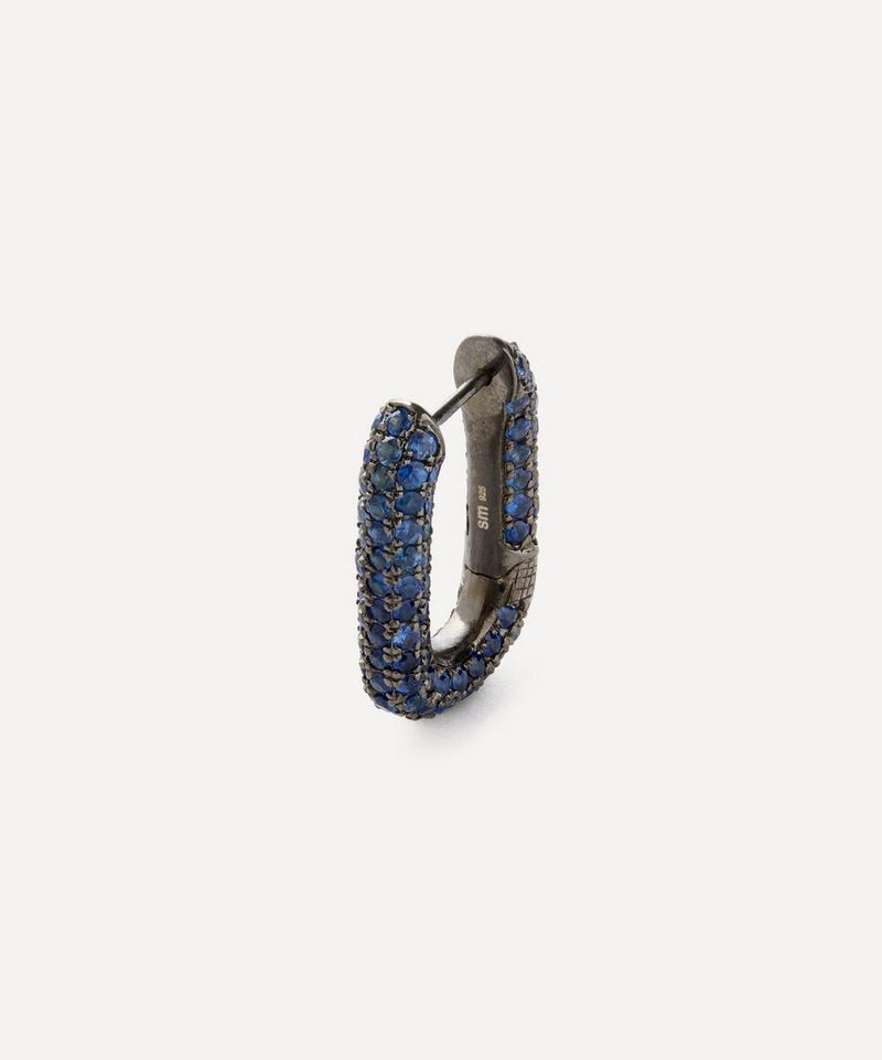 Selim Mouzannar Sterling Silver Blue Sapphire Link Hoop Earring