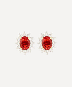 Kojis 18ct Gold Fire Opal Cluster Stud Earrings