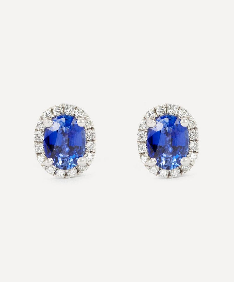 Kojis 18ct White gold Sapphire and Diamond Stud Earrings