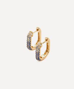 Roxanne First 14ct Gold Blue Ombre Oval Hoop Earrings