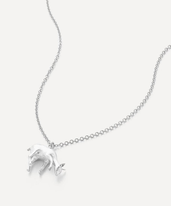 Alex Monroe Sterling Silver Grazing Doe Pendant Necklace