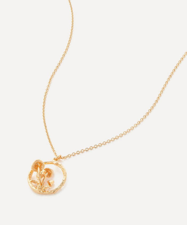 Alex Monroe 22ct Gold-Plated Mushroom Patch Loop Pendant Necklace